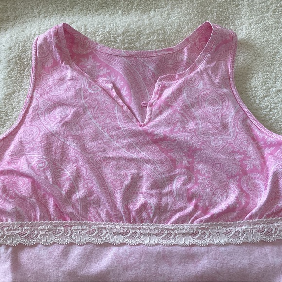 Lauren Ralph Lauren Black Label L Pink Paisley Nightgown Sleep Shirt Cotton - Picture 7 of 11
